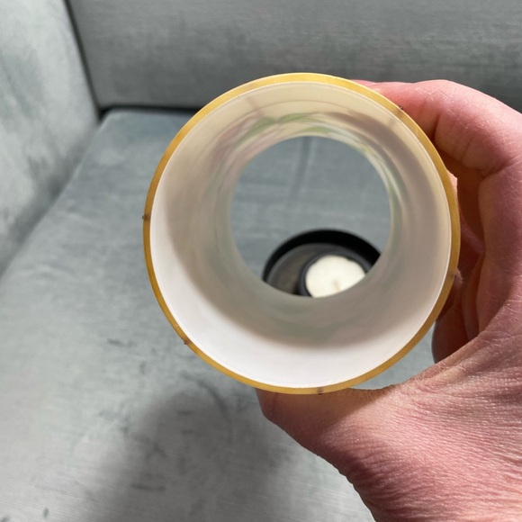 Vintage Avon Cylindrical Floral Stained Glass-Look Tea light holder metal base - Picture 5 of 11